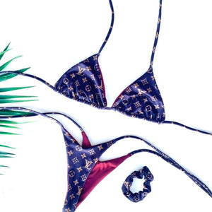 LOUIS VUITTON Vintage LV Logo Swimwear Swimsuit Bikini Set 