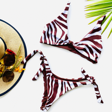 Load image into Gallery viewer, Chocolate zebra print bikini set
